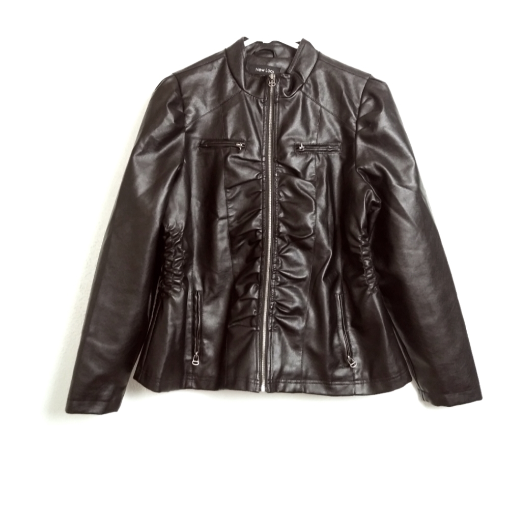 Faux Leather Moto Jacket Women's Plus Size 1X Black